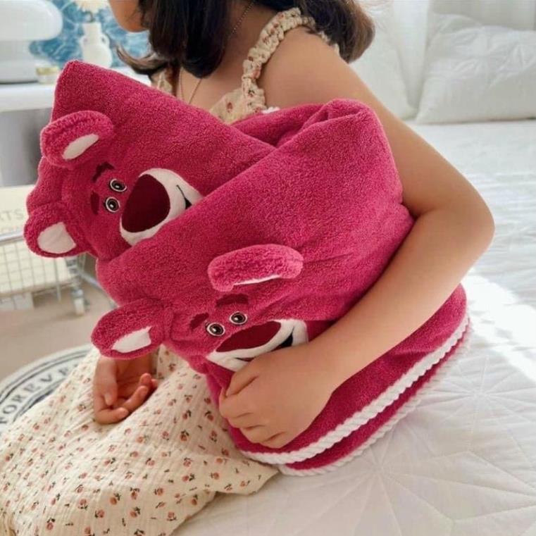 Set 2 Món Khăn Tắm + Khăn Mặt Gấu Hồng