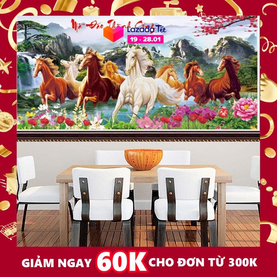 Tranh đính đá Mã Đáo Thành Công lv172 kích thước 106x55cm