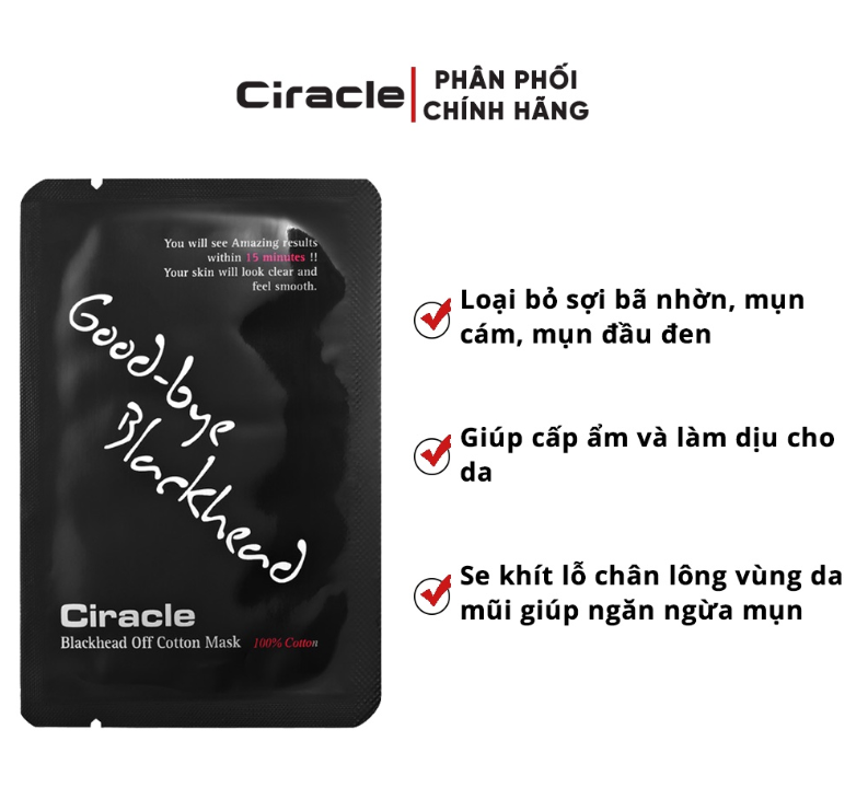 Miếng lột mụn đầu đen [CHÍNH HÃNG] CIRACLE Goodbye Blackhead hiệu quả (kèm que nặn và gạt)