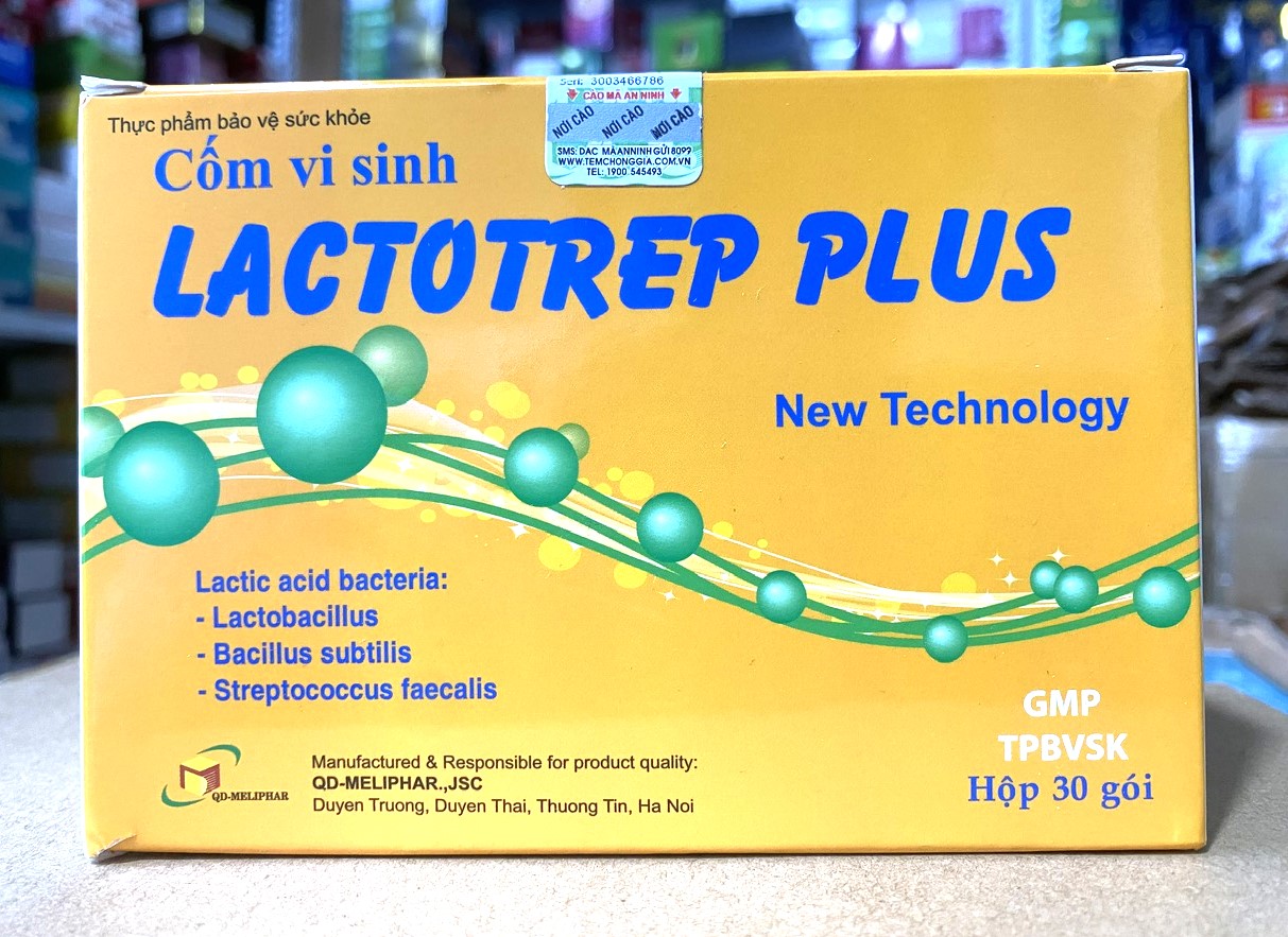 Lactotrep Plus -hộp 30 gói cân bằng hệ vi sinh đường ruột. goi dang