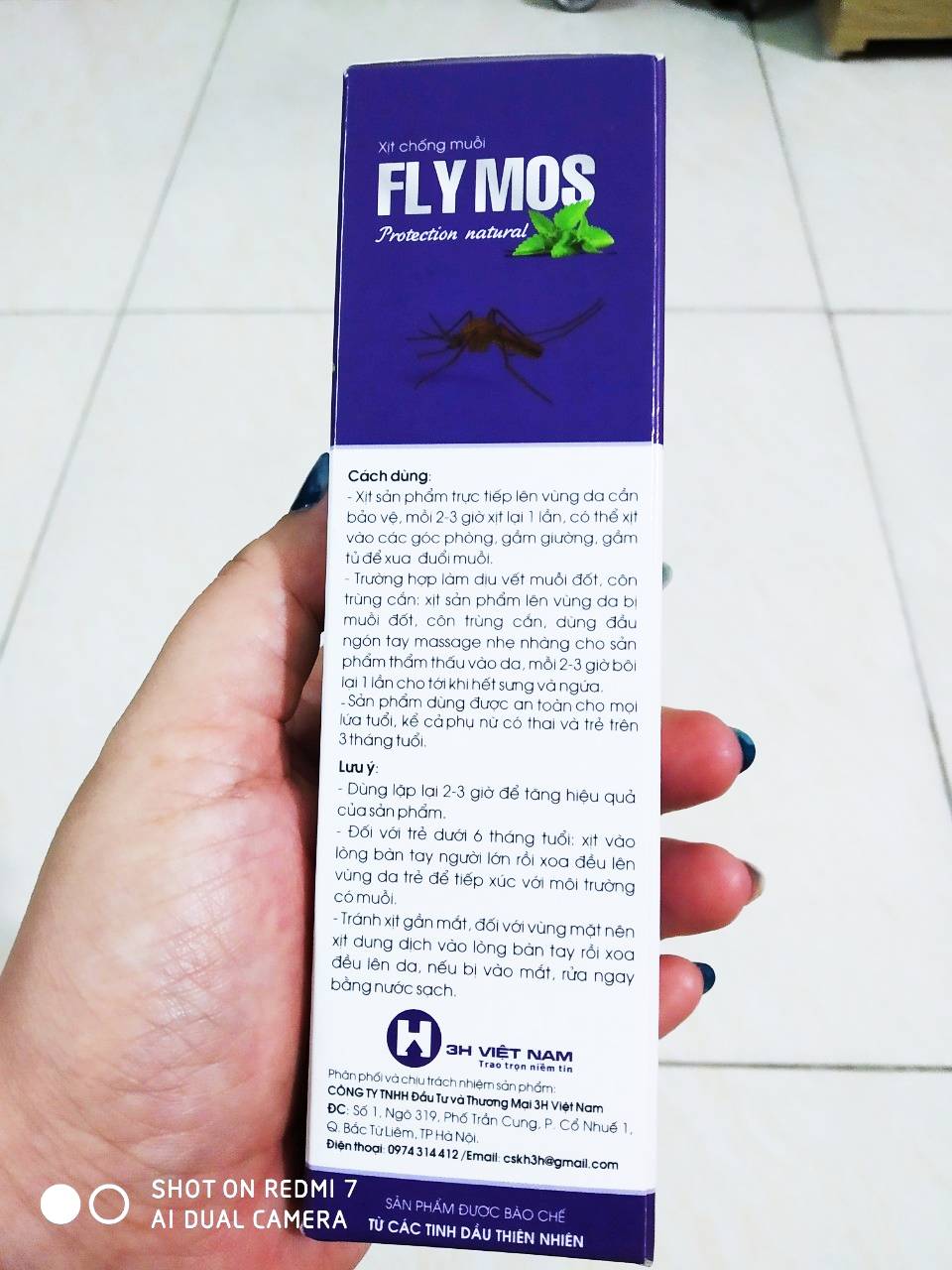 Xịt chống muỗi 3H Flymos - chai 100ml