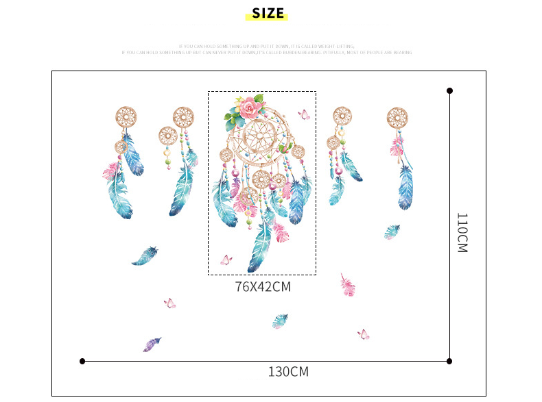 DECAL DÁN TƯỜNG LÔNG VŨ SẮC MÀU