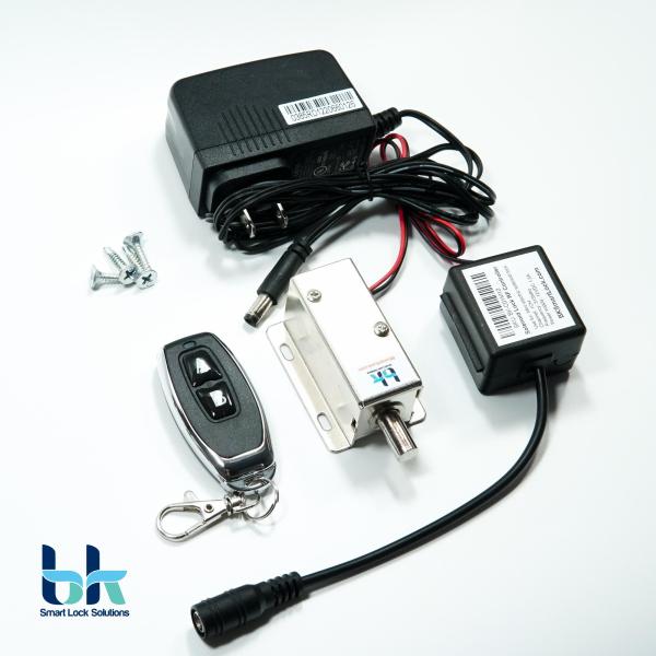 Bảng giá Bộ khóa cửa điện từ BK Smart Lock BK-C02M12, chốt tròn thường đóng D8mm 12V, remote điều khiển 315 Mhz