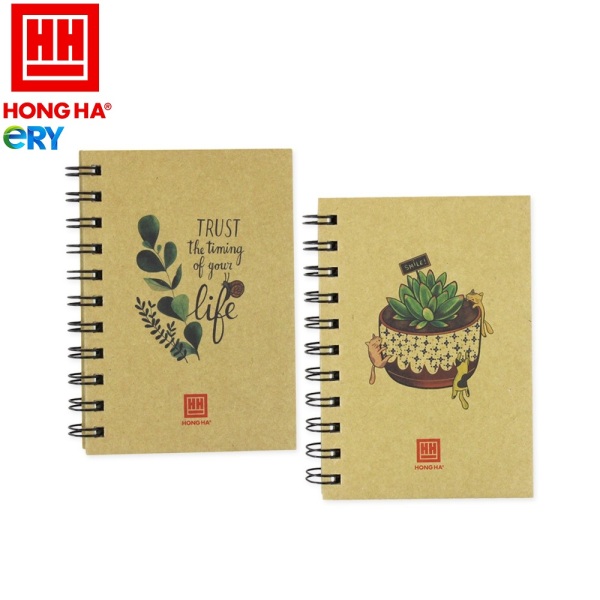 [HCM]Notebook A6 - Sổ lò xo bìa cứng Green Plant Hồng Hà 4154 - Sổ Tay Vintage