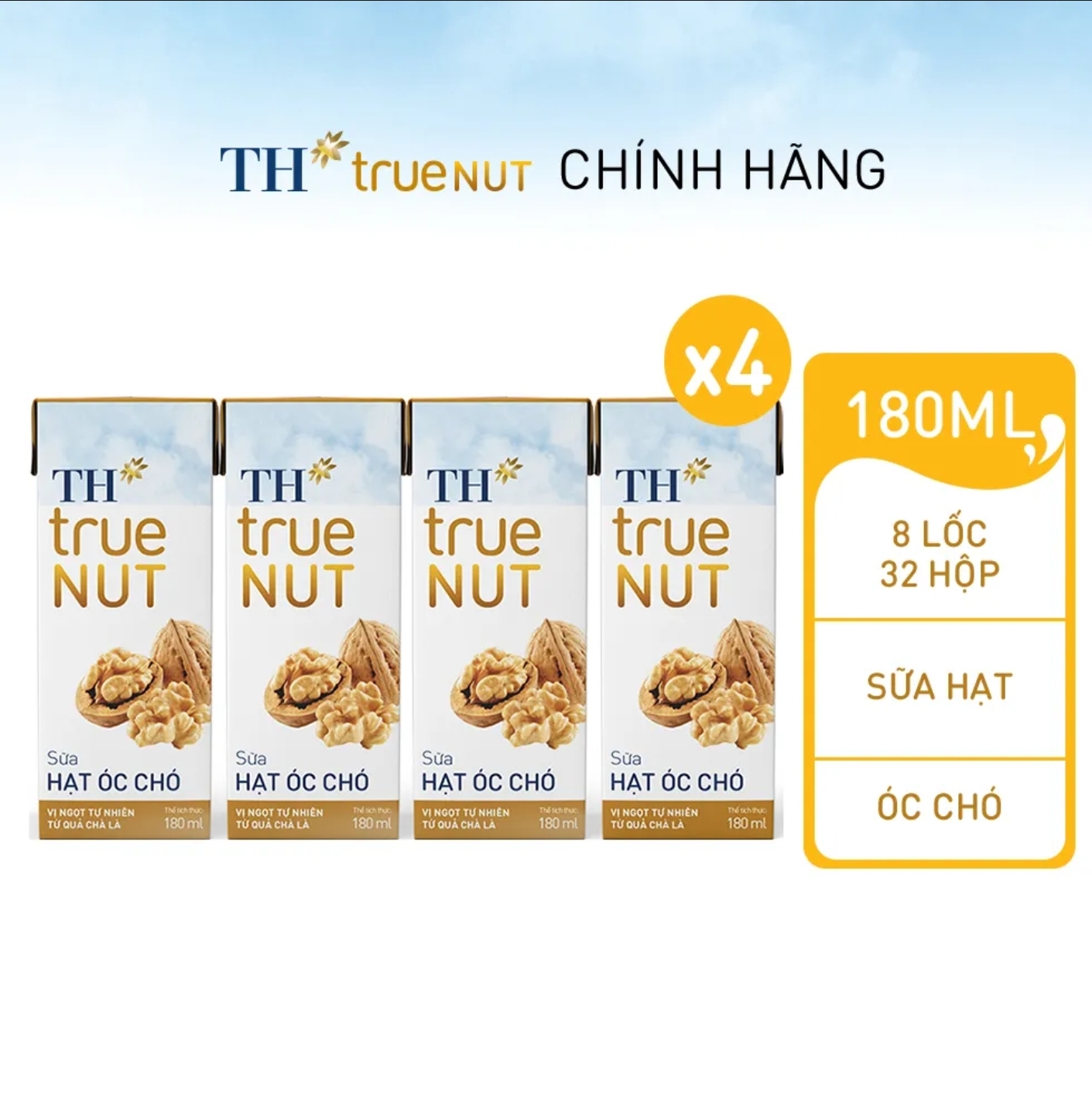 (HSD T12-2024) COMBO 4 Lốc 16 Hộp Sữa Hạt Óc Chó TH true NUT 180ml/hộp.