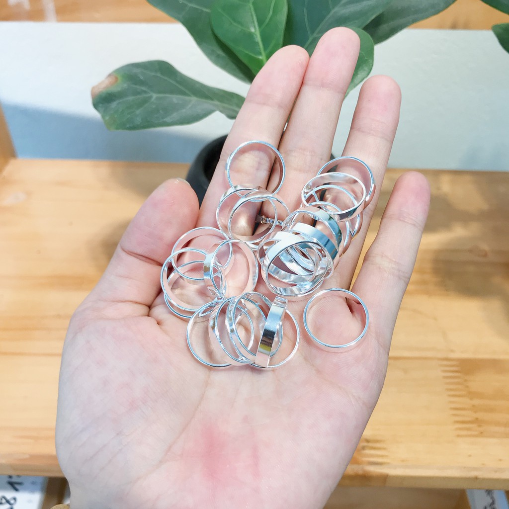 Nhẫn basic bạc ta [99k], nhẫn bạc trơn bản dày có hóa đơn đầy đủ