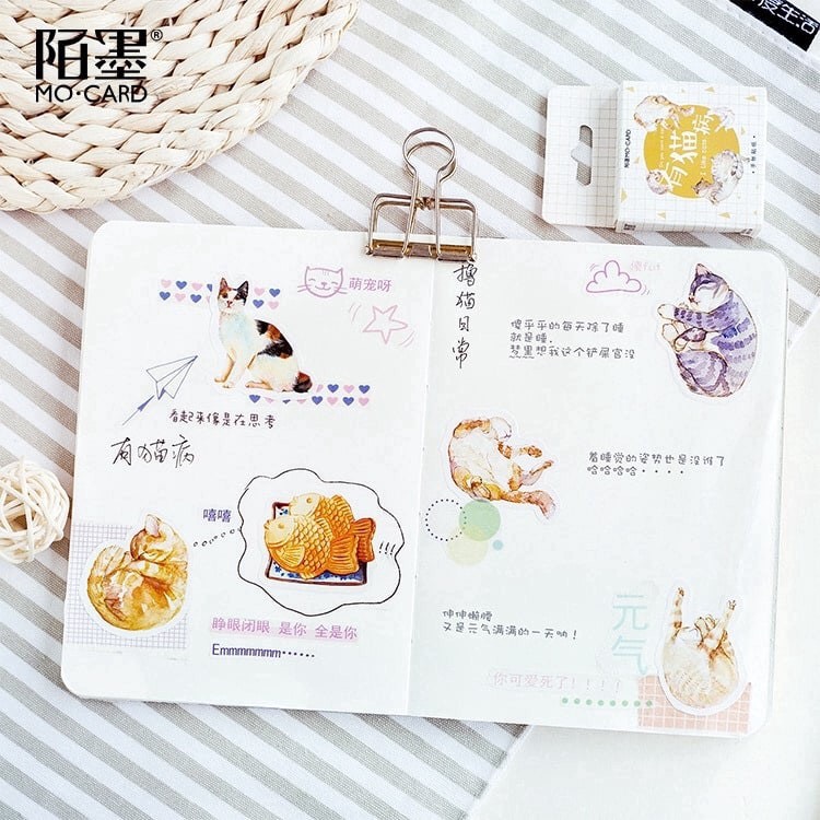 Hộp 45 sticker dán mèo cute Canarystore54