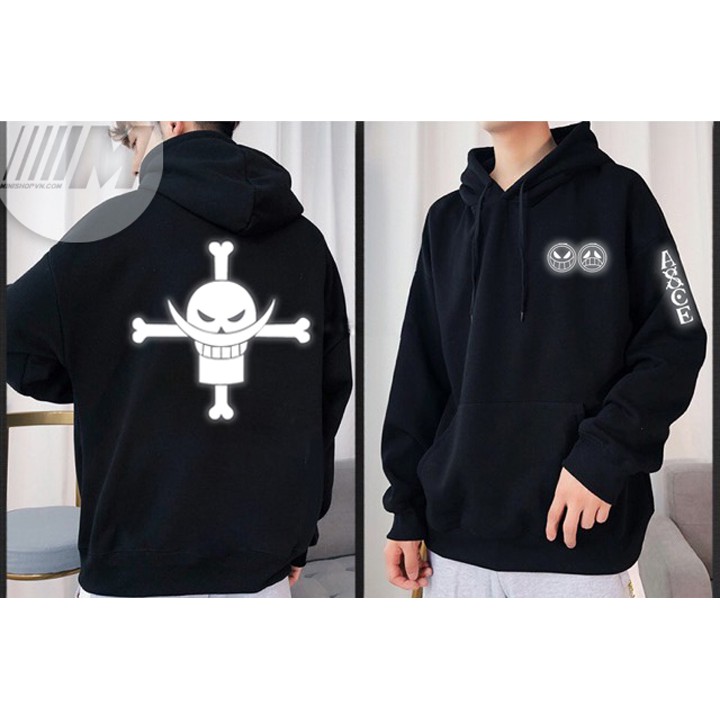 Áo Hoodie one piece râu trắng phản quang