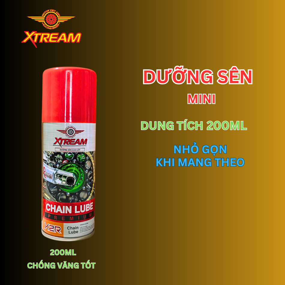 [CHỐNG VĂNG] chai xịt dưỡng sên xe máy XTREAM X2 mini 200ml .
