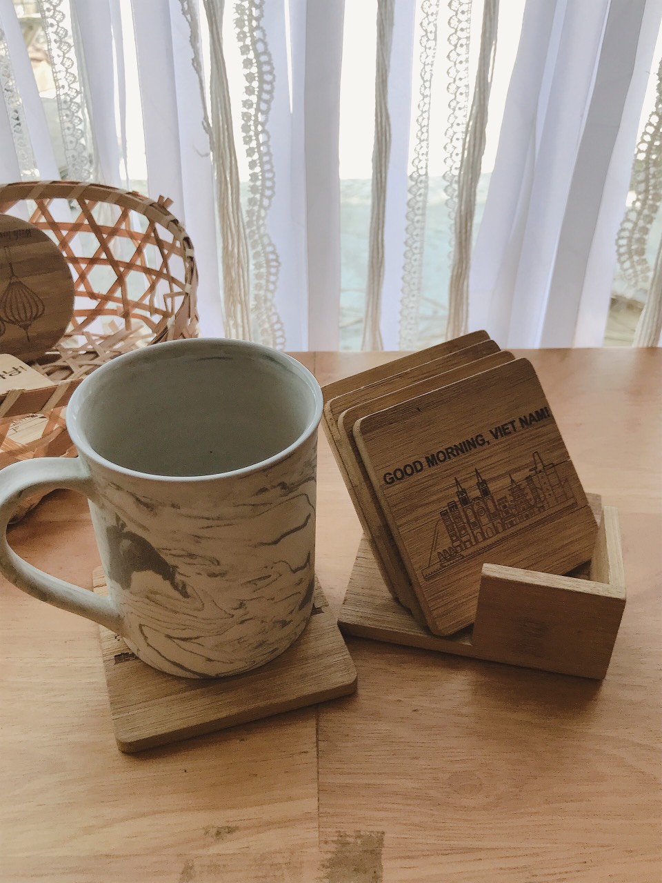 Bamboo - rattan coaster - round/ square d10