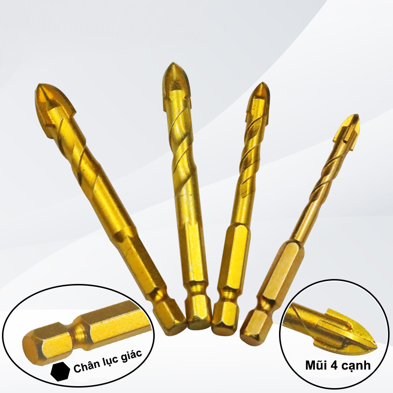 Mũi khoan đa năng chân lục giác, khoan kính, thủy tinh,khoan gạch men, gạch đá hoa cương