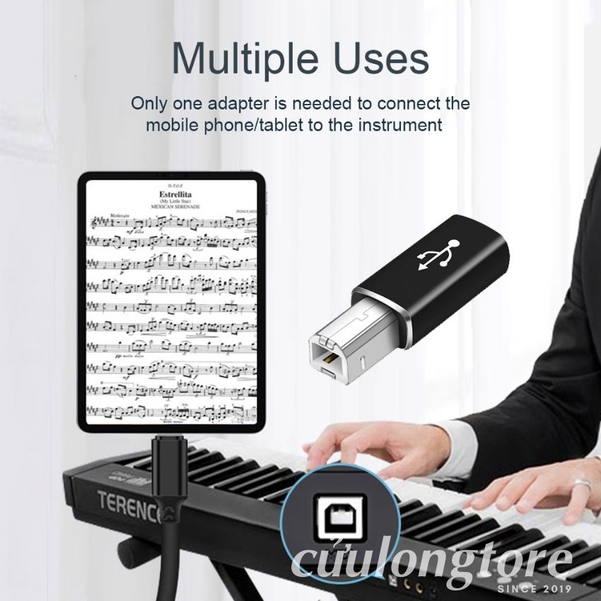 OTG Type C to USB Type B convert type C to type B 2.0 MIDI connector for printer fax machine scanner instrument piano electronic drum DJ