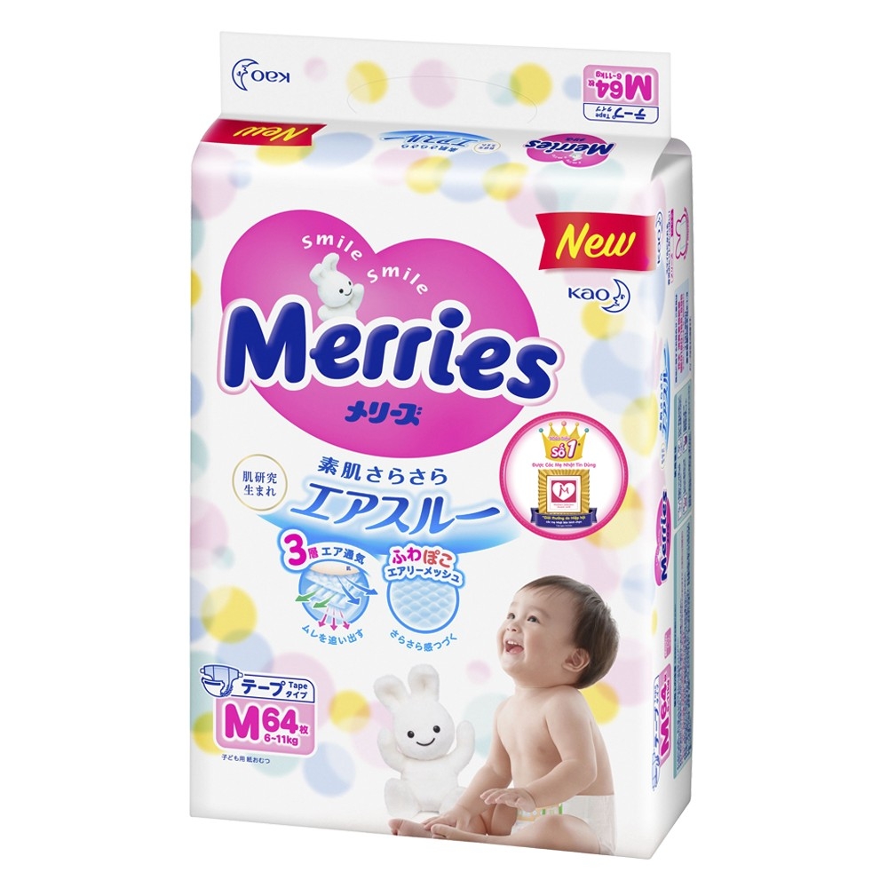 BỈM MERRIES DÁN size S (TÚI) cho bé từ 4-8kg