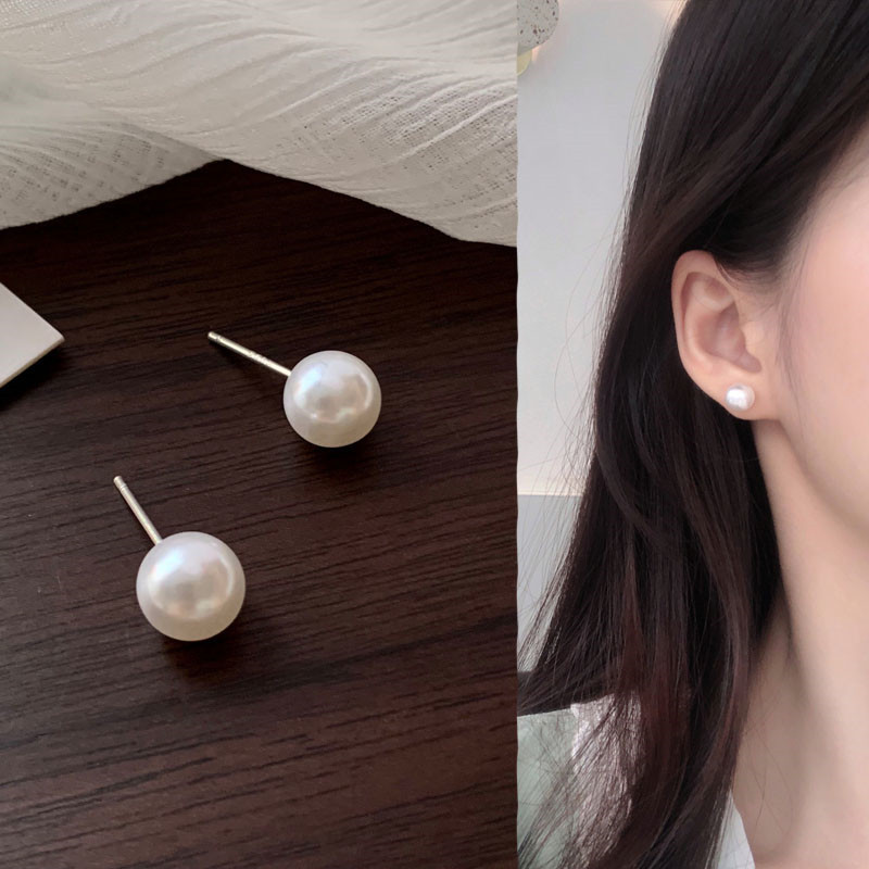 1 cặp bông tai hạt bẹt ghim bạc s925