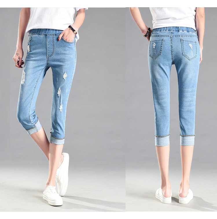 Quần jean lửng nữ lưng thun Quảng Châu Q041