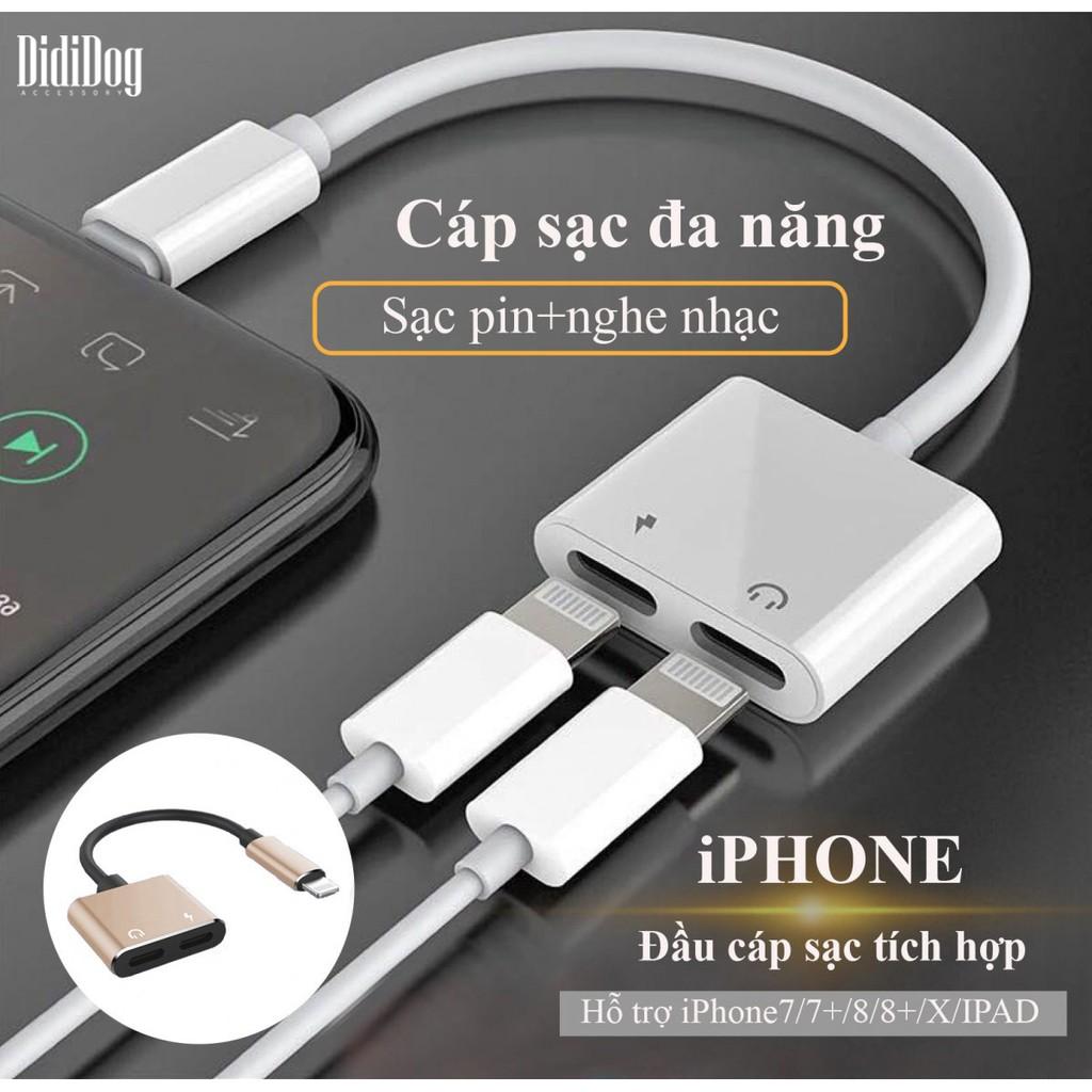 Jack Chuyển Đổi 2 Đầu Sang Tai Nge Và Chân Sạc cho Iphone 7/7plus/ 8/8plus iphone X Chất liệu cao cấp Tương thích tốt