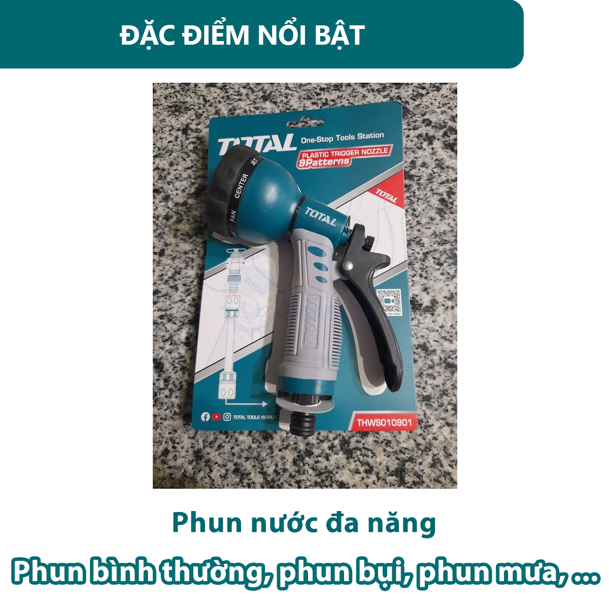 Vòi phun nước máy xịt rửa 3/4" TOTAL THWS010901