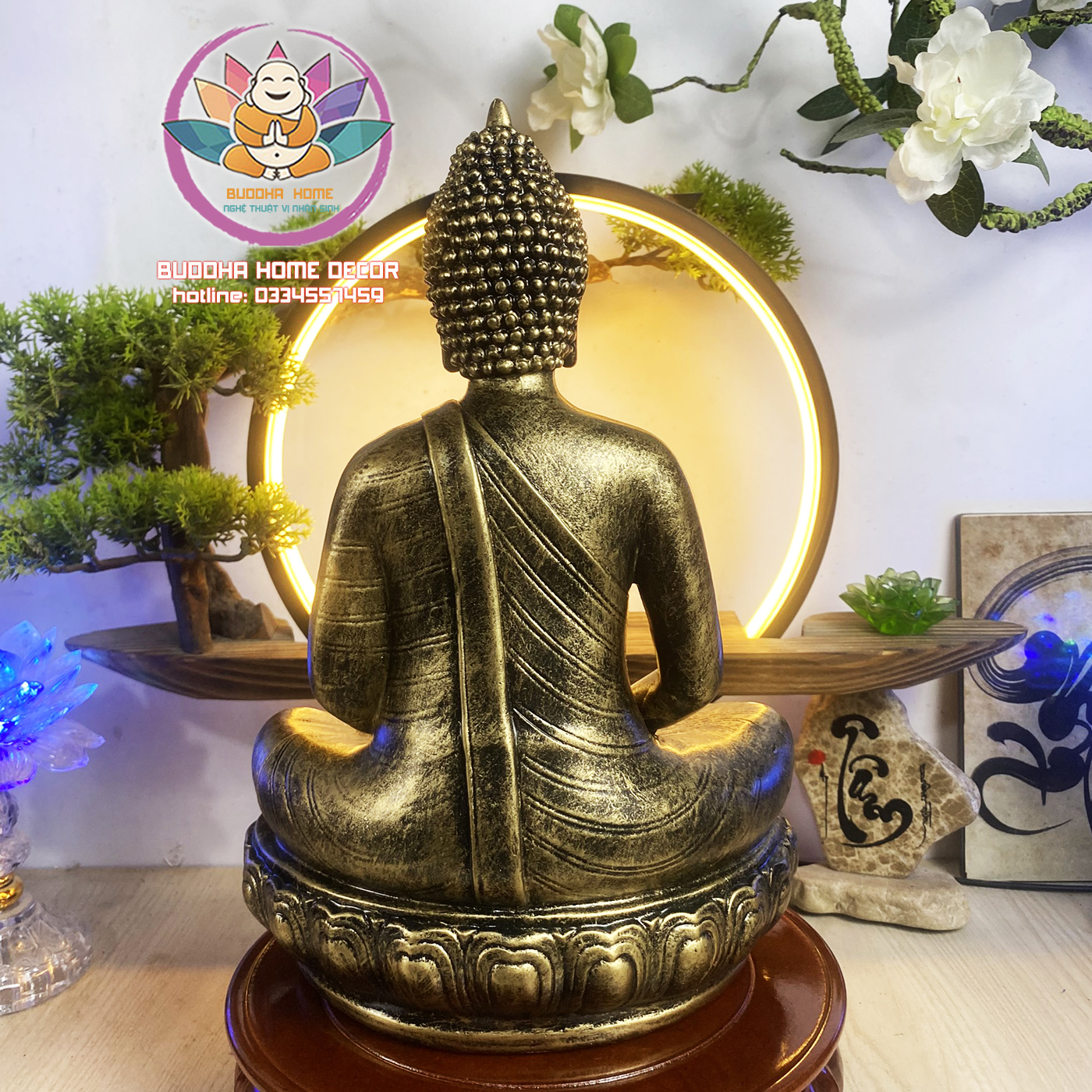 Tượng Thích Ca style Thái 30cm màu trắng sứ