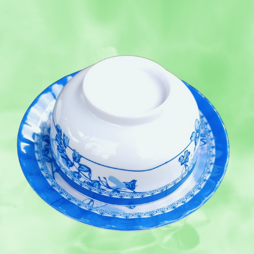 Chén Ăn Cơm Melamine Thổi Bông Xanh Đỏ Đẹp