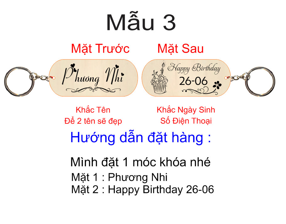 Móc Khóa Khắc Tên Chính Bạn