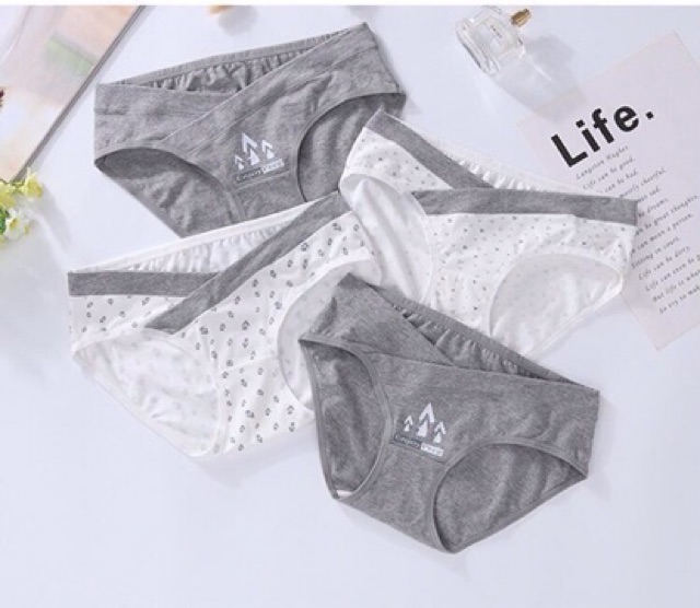 Sét 4 quần lót bầu cotton cạp chéo túi zip