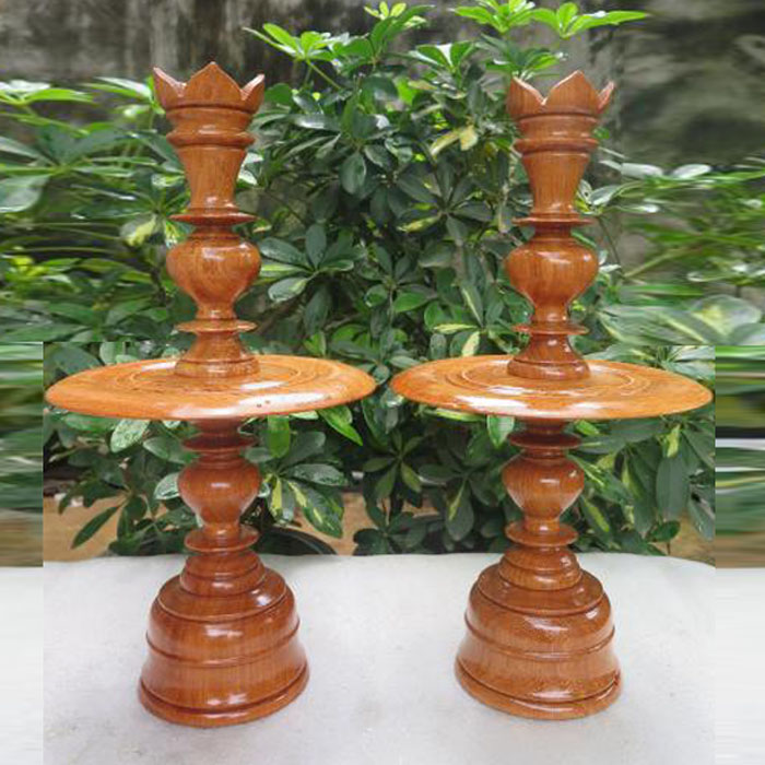 Cặp chân đèn cầy gỗ gõ 100% tự nhiên - 2 cái
