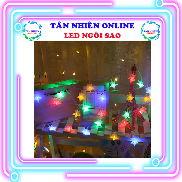 Đèn Led dây Ngôi Sao nhiều màu nhỏ trang trí Noel Nhà Cửa Sân Vườn Hình 7 Sắc Cầu Vòng 4m, đèn trang trí, Tân Nhiên Online