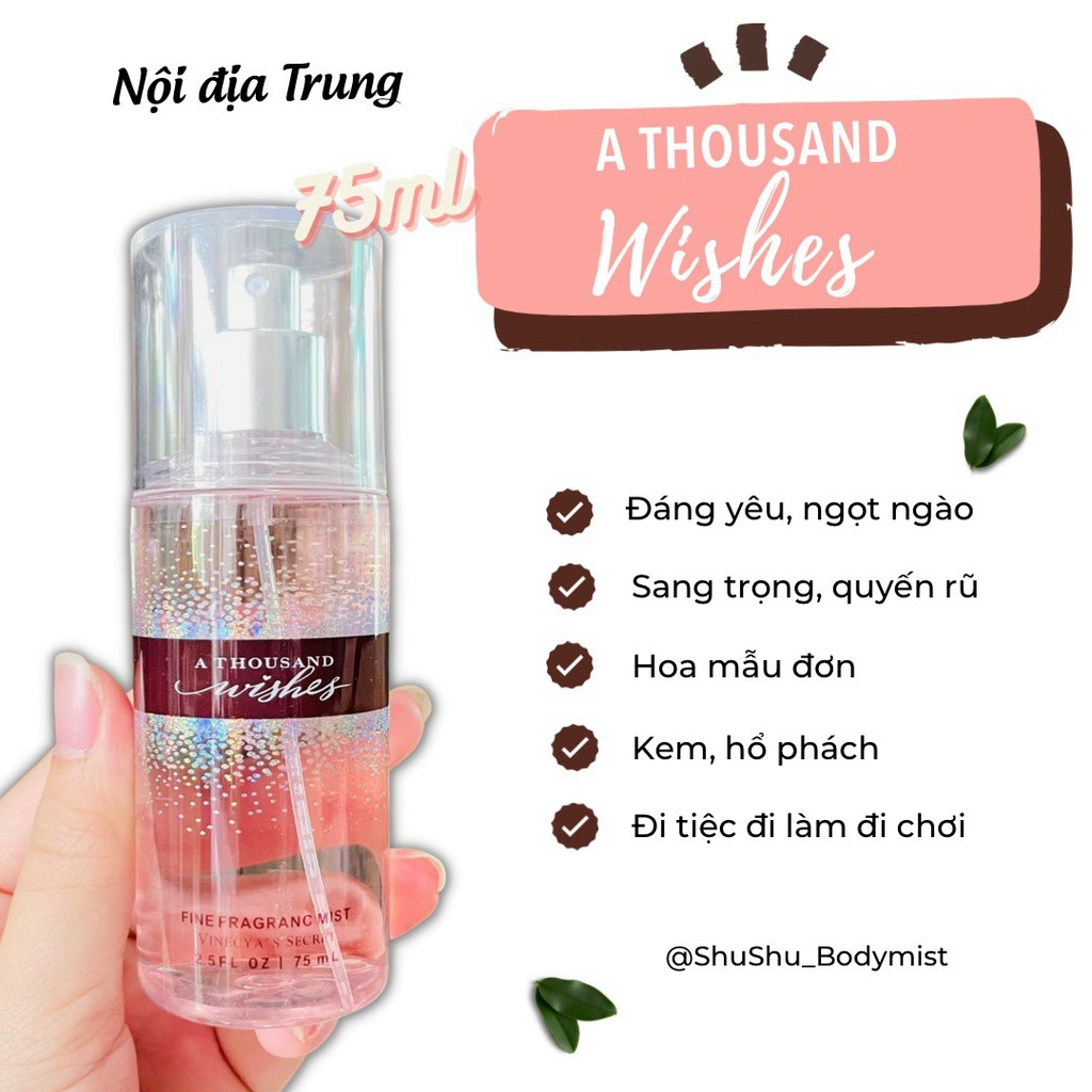 Xịt thơm body mist chai 75ml mới siu thơm - Vinecya’s