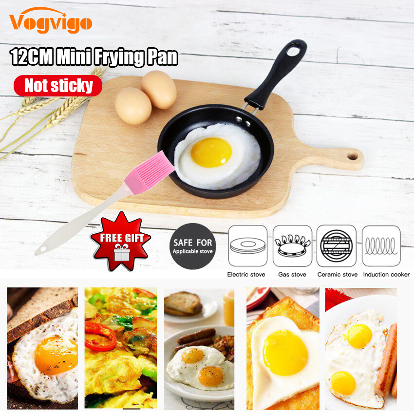 [Free Gift] 12CM mini frying pan Pure iron DuPont coated breakfast artifact pot Fried egg artifact flat bottom frying pan