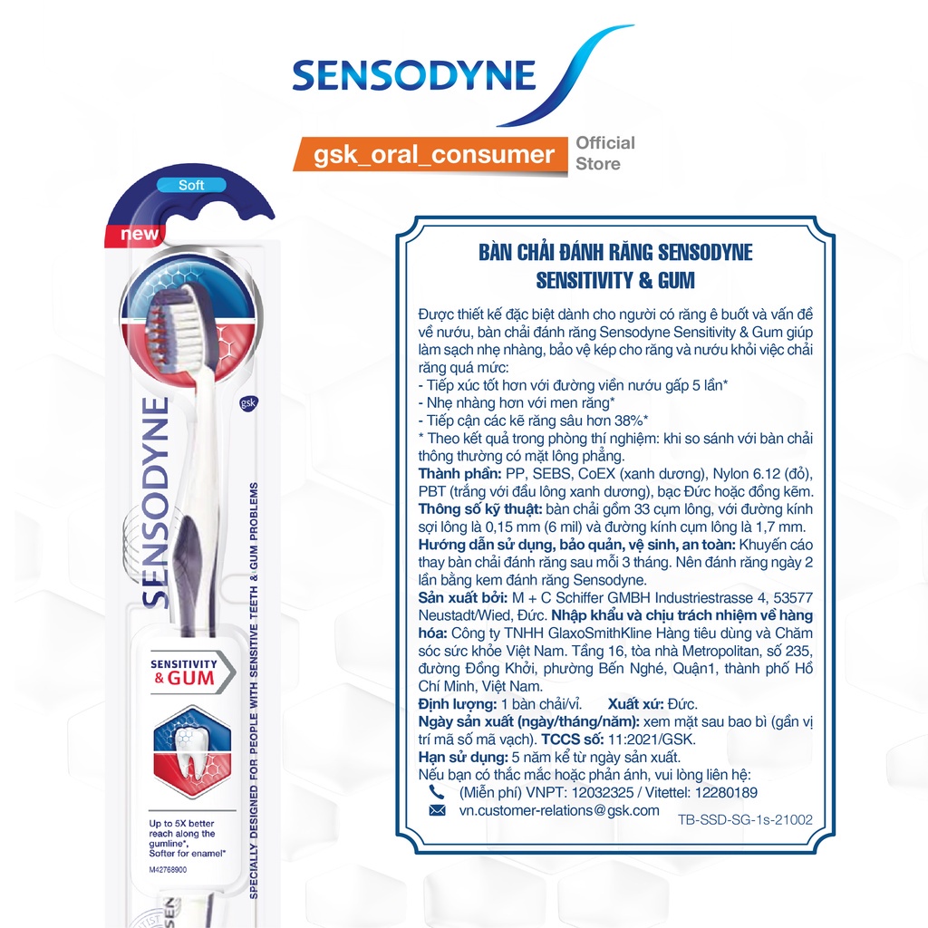Bàn chải đánh răng Sensodyne Sensitivity & Gum - Dành cho răng ê buốt