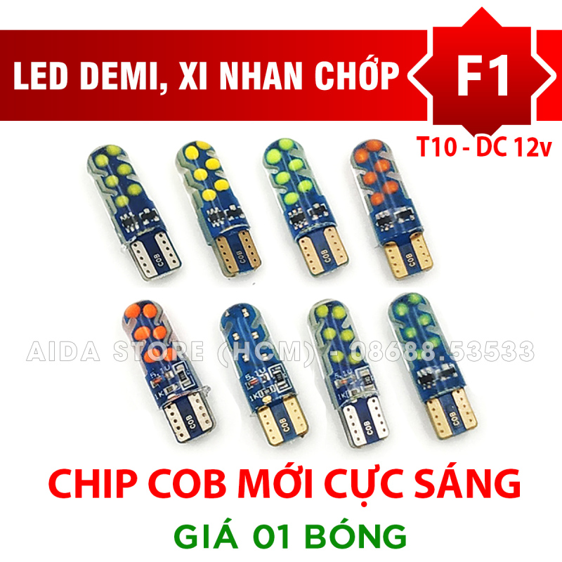 [HCM]01 bóng LED T10 COB chớp F1 cho demi xi nhan cực sáng DC12v