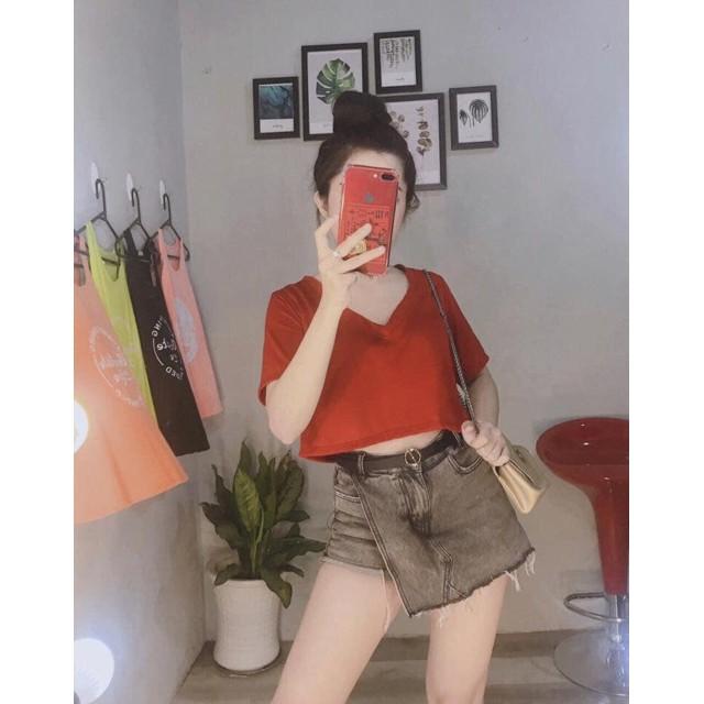 Áo croptop cổ tim