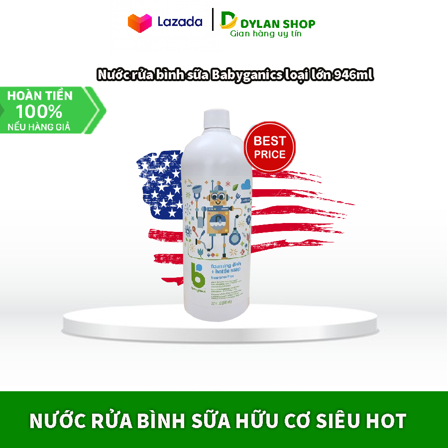 Nước rửa bình sữa babyganics loại lớn 946ml