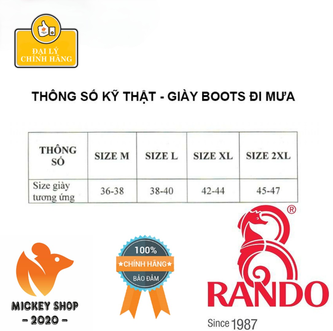 CAO CẤP Giày Boots Đi Mưa Rando OBPS 04