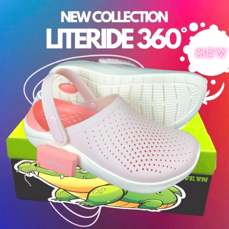 Dép sục literide màu trắng gót hồng
