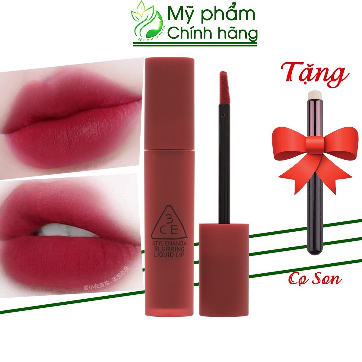 Son kem lì 3ce blurring liquid lip bearberry hồng nâu mận tôn da chính hãng check hidden tag