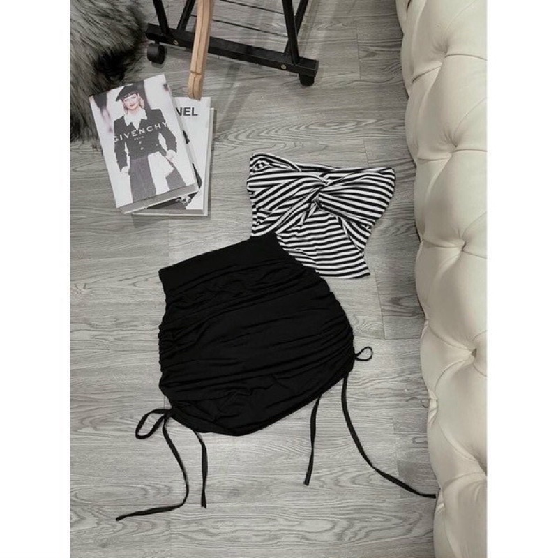 Áo ống croptop xoắn nơ ngực