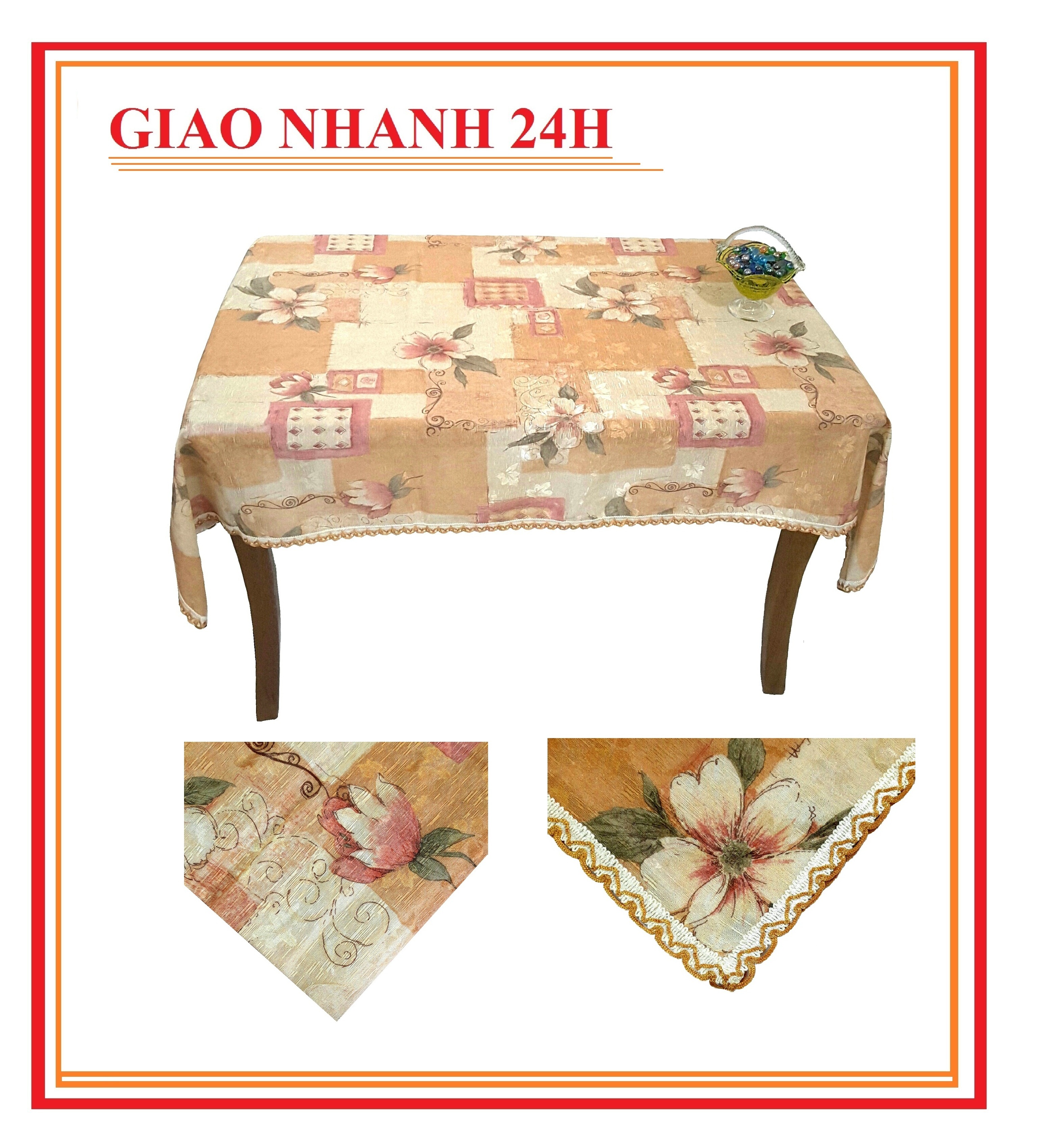 KHĂN VẢI TRẢI BÀN WV-603-002 (120 cm x150 cm) hoa văn sang trọng, vải Polyester