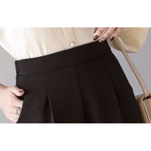 Quần baggy nữ  lưng chun xẻ tà sang chảnh