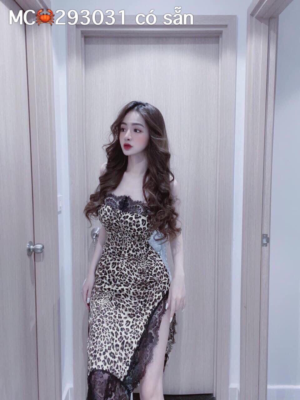 ĐẦM 2 DÂY DA BEO PHỐI REN XẺ TÀ CỰC QUYẾN RỦ