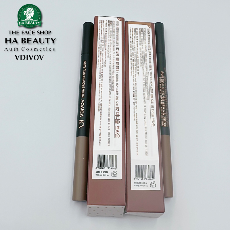 Chì kẻ mày 2 đầu dễ kẻ VDIVOV Mega Brow Pencil Auto 0.35g