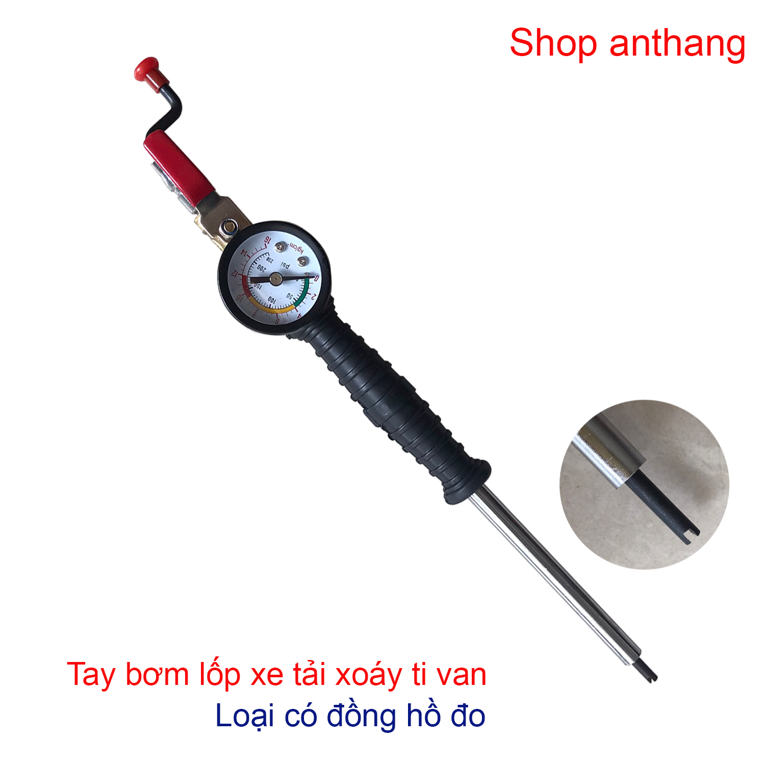 Tay bơm lốp xe tải xoáy ti van