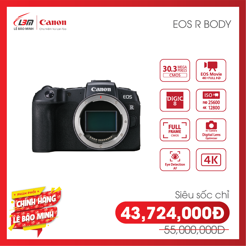 [voucher 9%]Máy ảnh Canon EOS R Body  - Chính Hãng Lê Bảo Minh