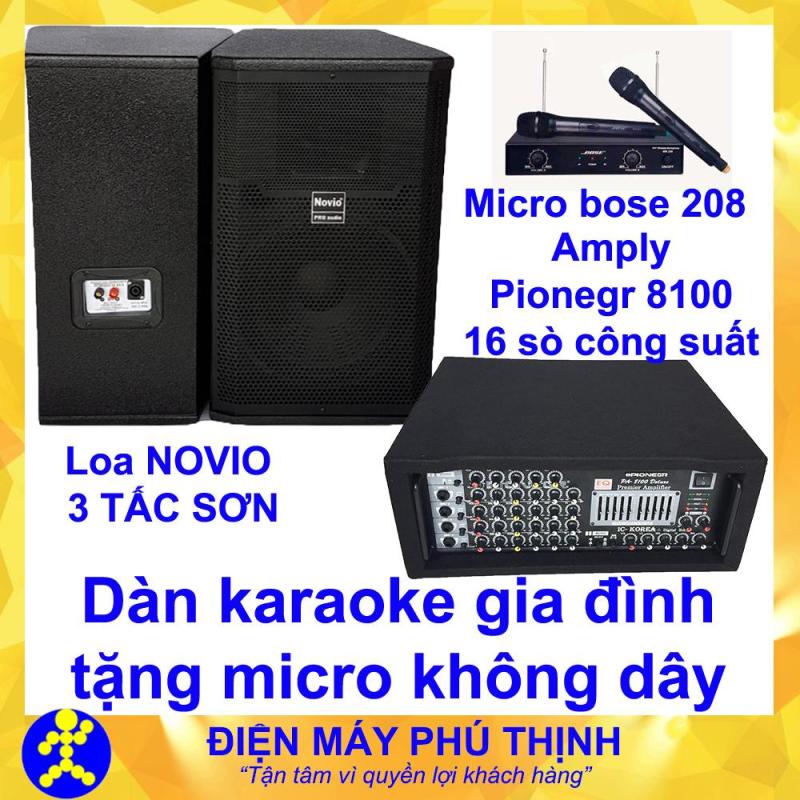[Trả góp 0%]Dàn karaoke gia đình Dàn karaoke gia đình hay Dàn karaoke giá rẻ CẶP LOA NOVIO 3 TẤC SƠN VÀ AMPLY KARAOKE PIONEGR 8100 TẶNG 2 MICRO KHÔNG DÂY TẶNG USB BLUETOOTH