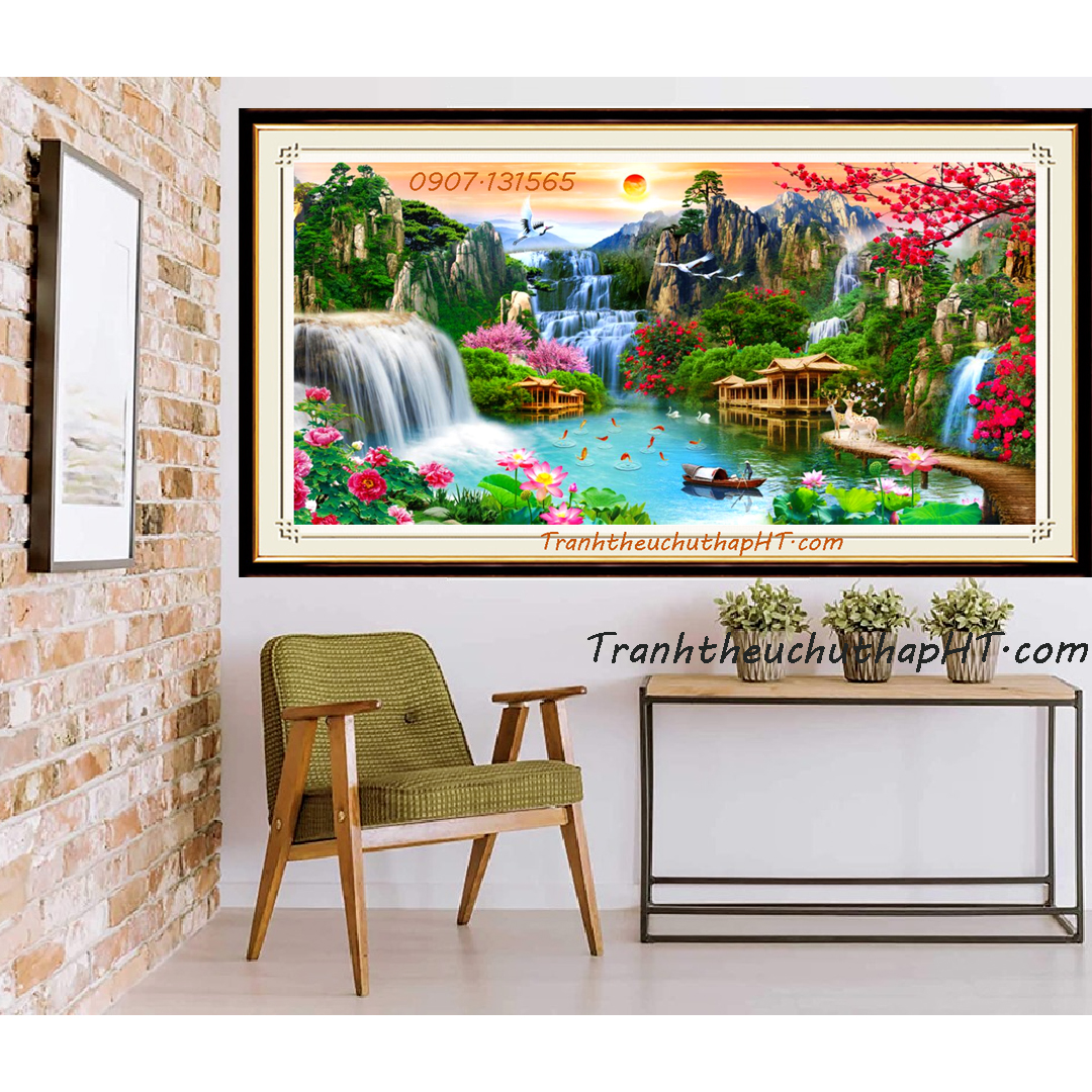 Tranh đính đá lưu thủy sinh tài vs490: 130x60cm - chưa đính