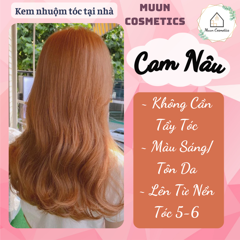 Thuốc Nhuộm Tóc Cam Nâu (Tặng Kèm Oxy Trợ Nhuộm và Chụp Tóc, Bao Tay)