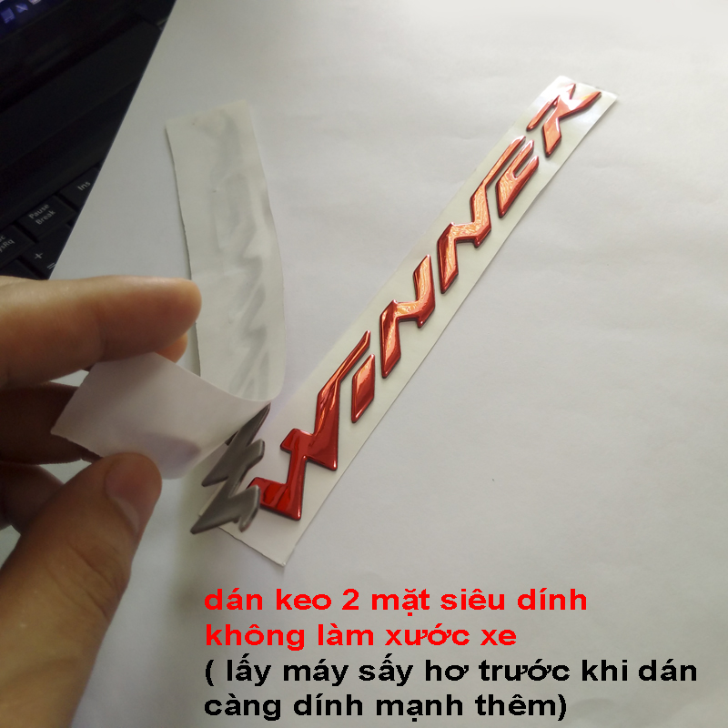 Bộ 2 tem Winner 3D nổi màu Bạc, Vàng, Đỏ