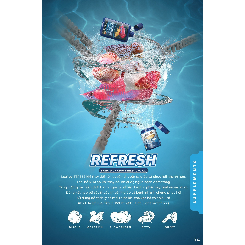 Vitamin Refresh Liquid 100ml Dưỡng Cá Dành Cho Mọi Loại Cá Cảnh - Hàng Công Ty