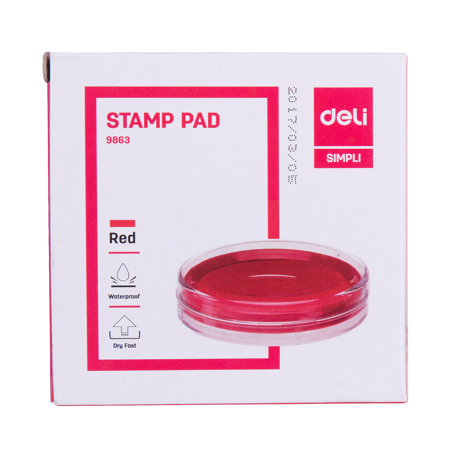 Khay mực dấu Deli, 84x84x25 mm, Đỏ - 1 chiếc - E9863