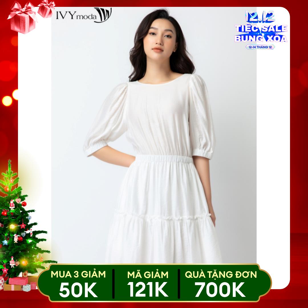 Đầm xòe 2 lớp cổ tròn IVY moda MS 48B8622